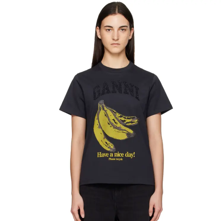 GANNI 黑色 Banana Graphic T 恤