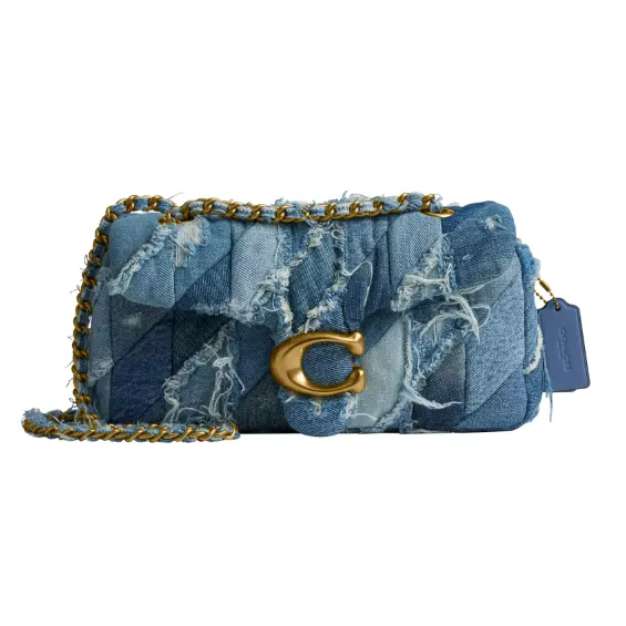 COACH 蔻驰绗缝牛仔布拼接斜纹布单肩包