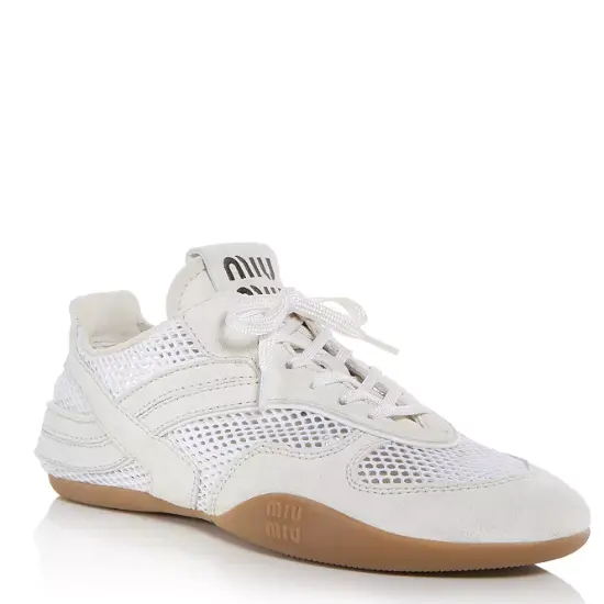 返$300礼卡！Miu Miu 缪缪女士 Allacciate 网眼运动鞋