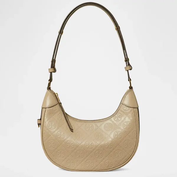 Tory Burch  T 字母图案皮革新月形单肩包