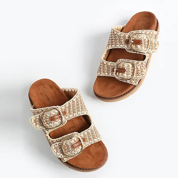 Maurices SuperCush 拉菲草双带鞋垫凉鞋