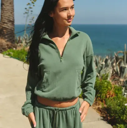 Sundry 浅绿色休闲半拉链卫衣