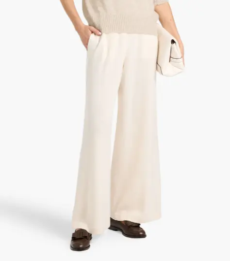 Brunello Cucinelli 羊毛、羊绒及真丝混纺阔腿裤