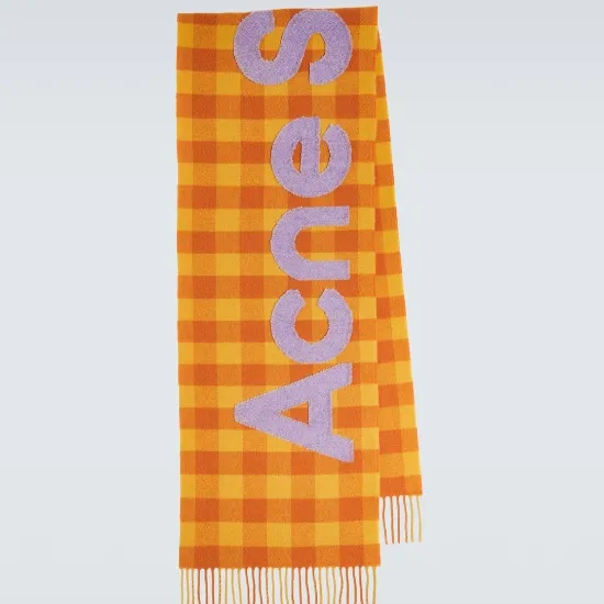 ACNE STUDIOS 橙色格纹围巾