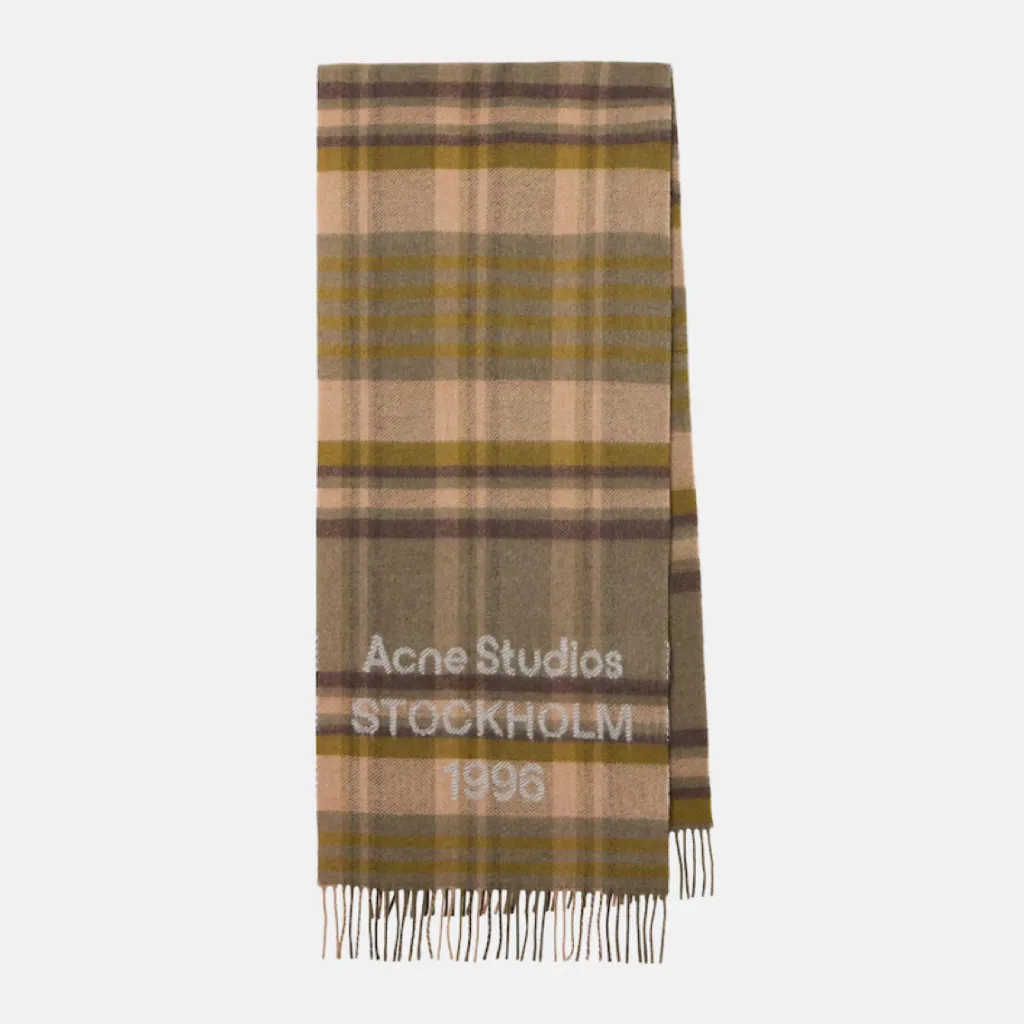 ACNE STUDIOS 绿色徽标格纹围巾