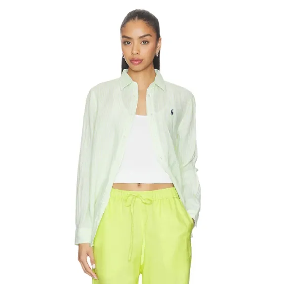 POLO RALPH LAUREN 拉夫劳伦青柠色亚麻衬衫
