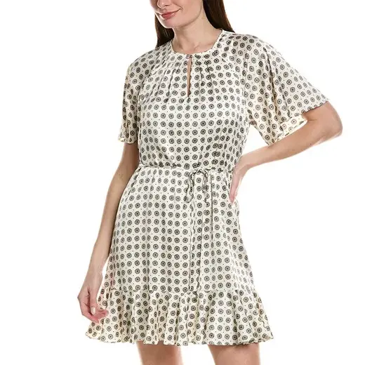 CeCe 开衩领印花连衣裙