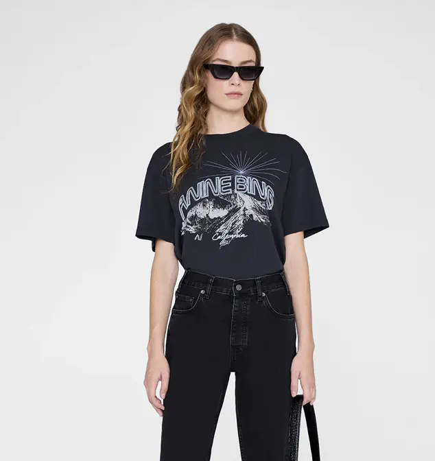 Anine Bing 水洗黑短袖