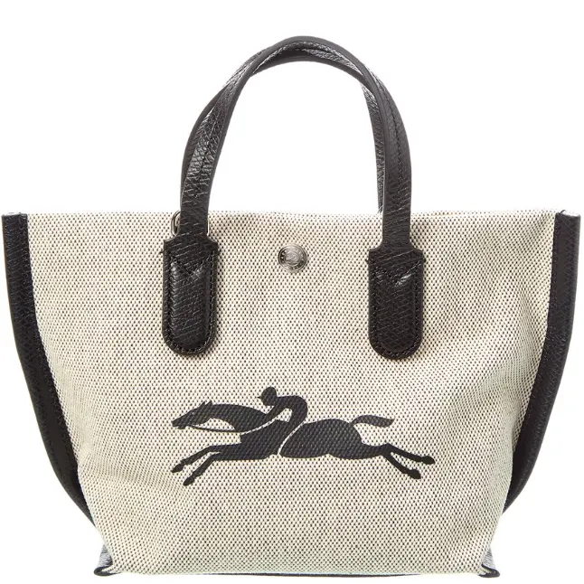 Longchamp 珑骧白色帆布手提包