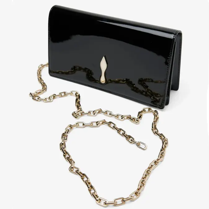 Christian Louboutin Bettina 黑色亮皮斜挎包