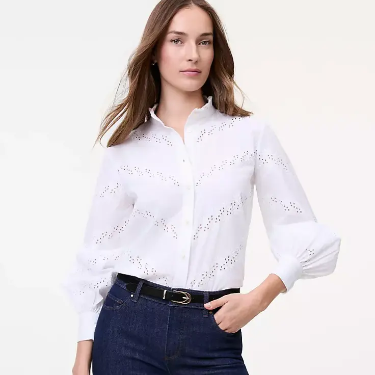 Ann Taylor：清仓区捡漏福利 蕾丝荷叶边衬衫$37