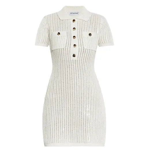 Self-Portrait 白色亮片钩织连衣裙
