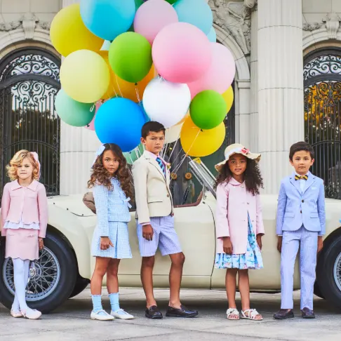 Janie and Jack： 宝贝衣橱折扣区焕新 向日葵印花连衣裙$51、经典珠地网眼Polo衫$25