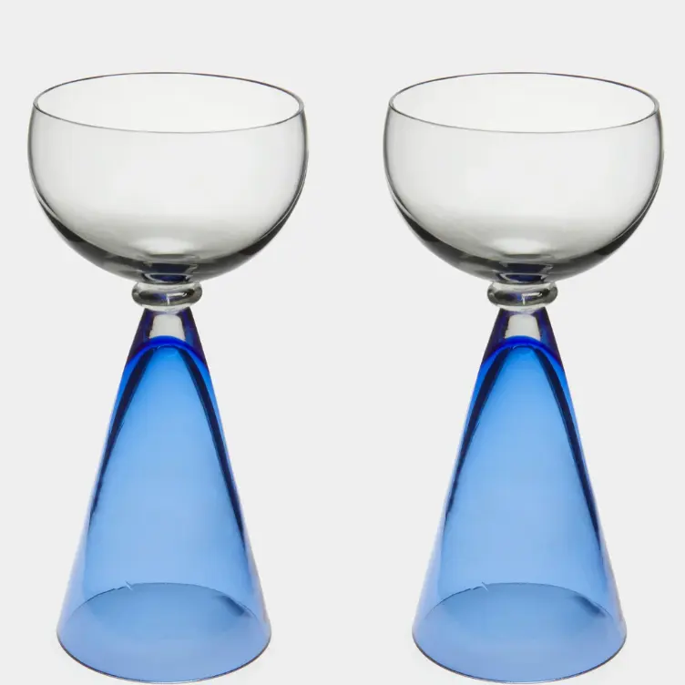 ABASK 手工吹制玻璃香槟浅杯*2