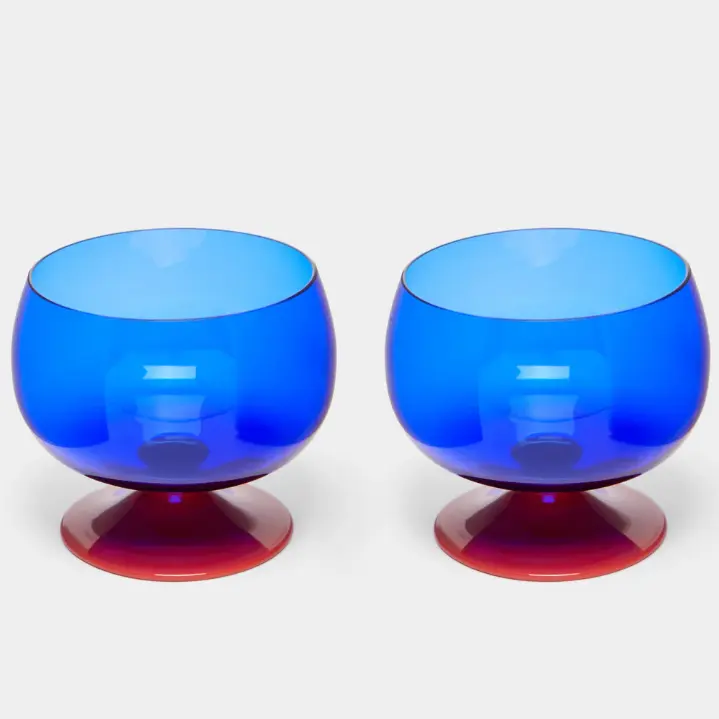 ABASK 手吹玻璃双色香槟浅杯*2