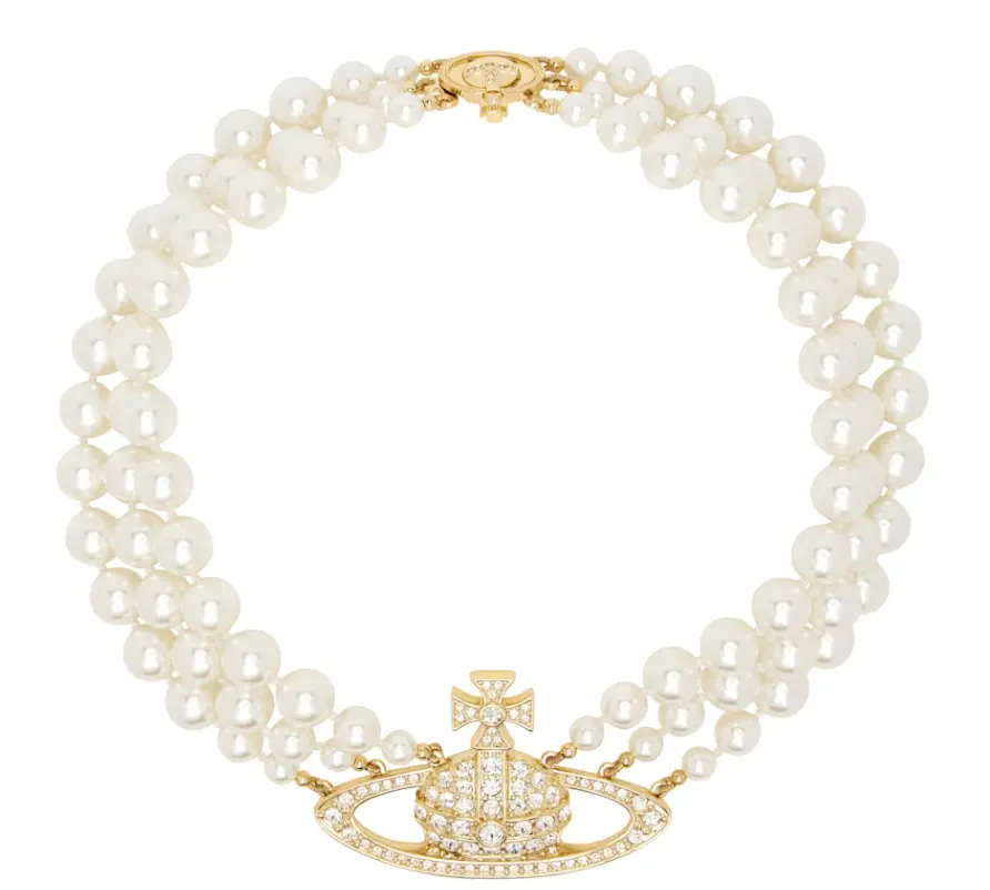 朴妍珍同款！Vivienne Westwood Three Row Faux-Pearl Bas Relief 项链