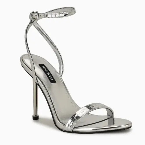 Nine West 玖熙 Reina 银色一字带高跟鞋