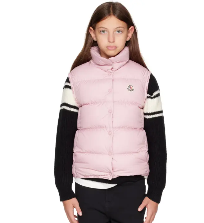 Moncler  Badia 大童粉色羽绒马甲