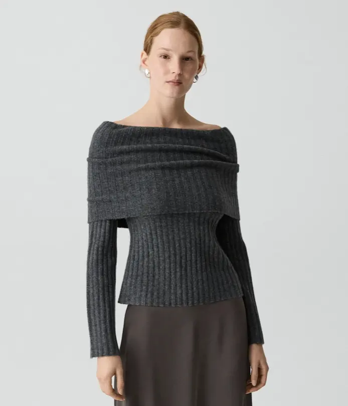 Theory 羊毛露肩针织衫