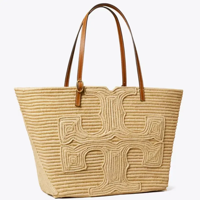 上新！Tory Burch Ella 大号编织托特包 超适合夏天