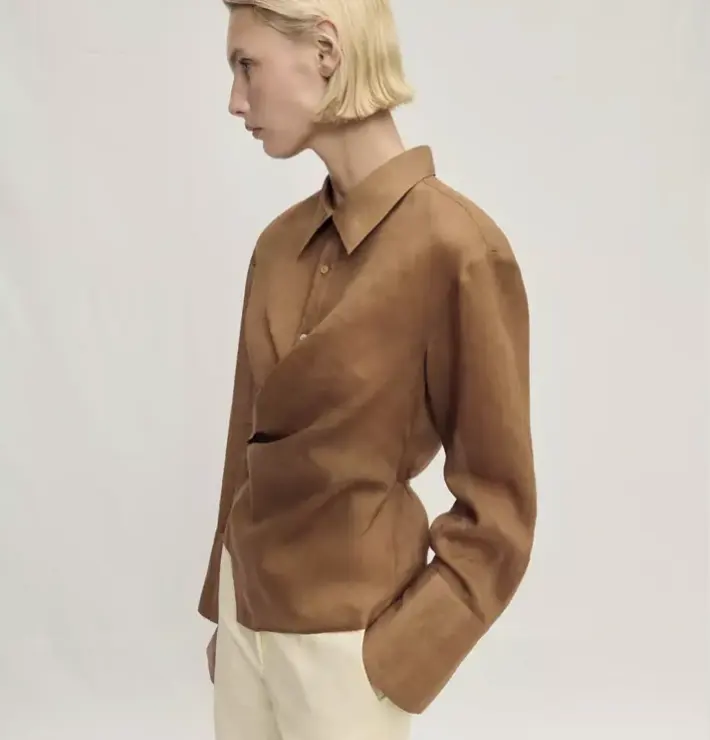 Mango Ramie 不对称衬衫