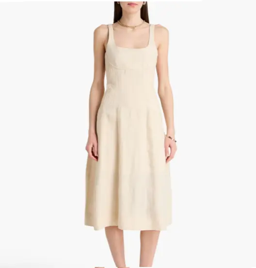 CHLOÉ 亚麻中长连衣裙