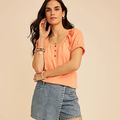 maurices 泡泡袖亨利领T恤