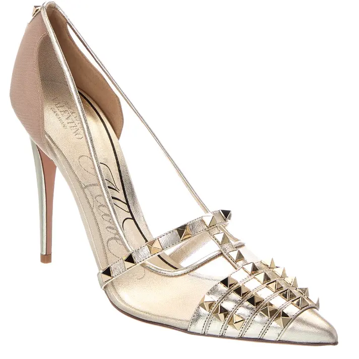 Valentino 铆钉皮革高跟鞋