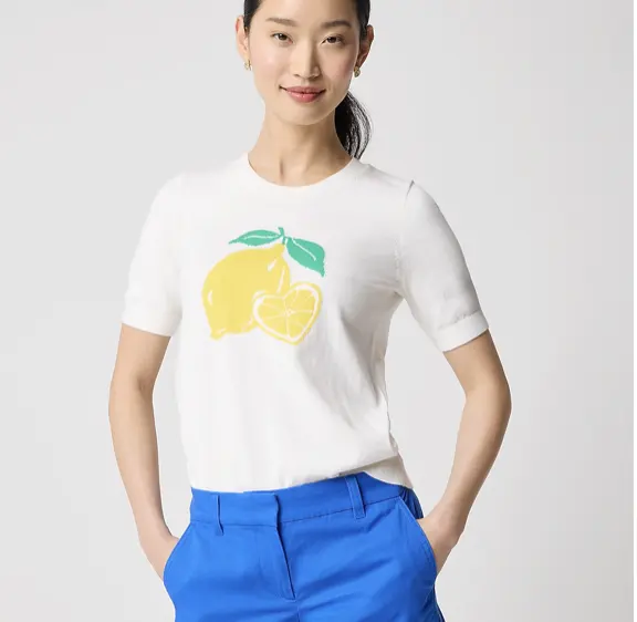 J.CREW 柠檬图案针织短袖
