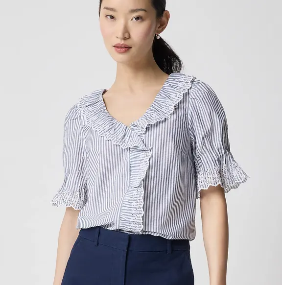 J.CREW 条纹泡泡短袖