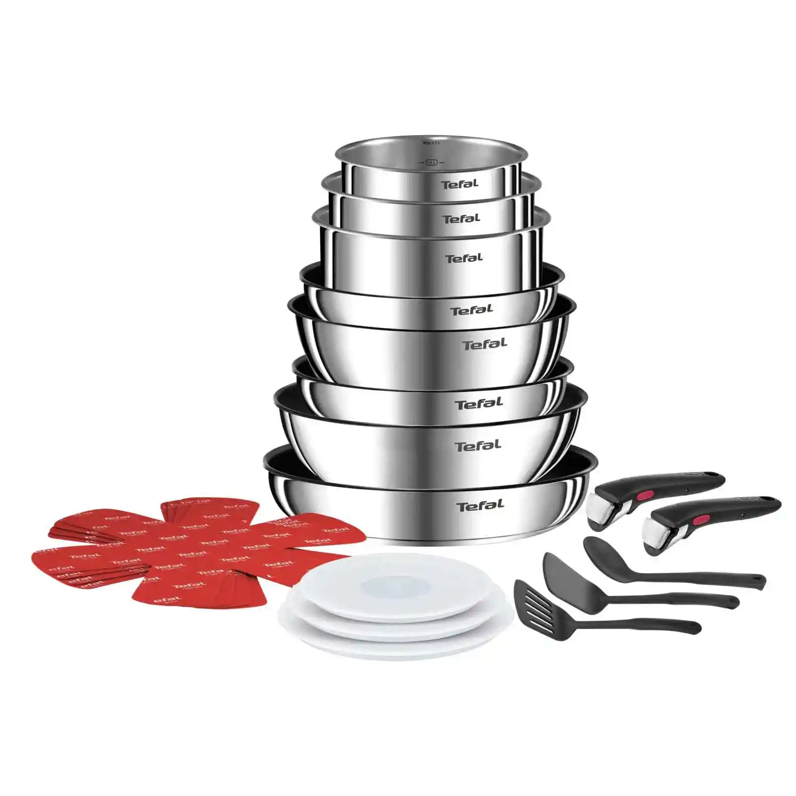 Tefal 特福 Ingenio Emotion 炊具,20 件套,不锈钢 不粘涂层,电磁炉 L897SK04