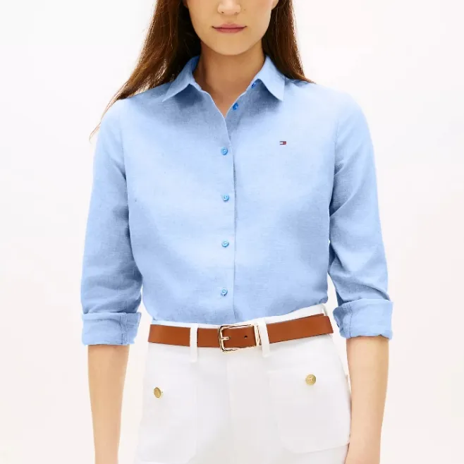TOMMY HILFIGER 宽松版亚麻混纺衬衫 多色可选