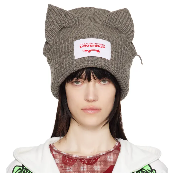 Charles Jeffrey LOVERBOY 灰色 Supersized Chunky Ears 毛线帽