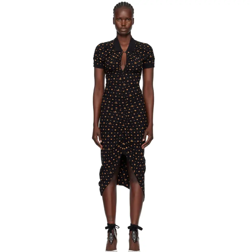 Vivienne Westwood 黑色 Printed Piquet Pulling 连衣裙