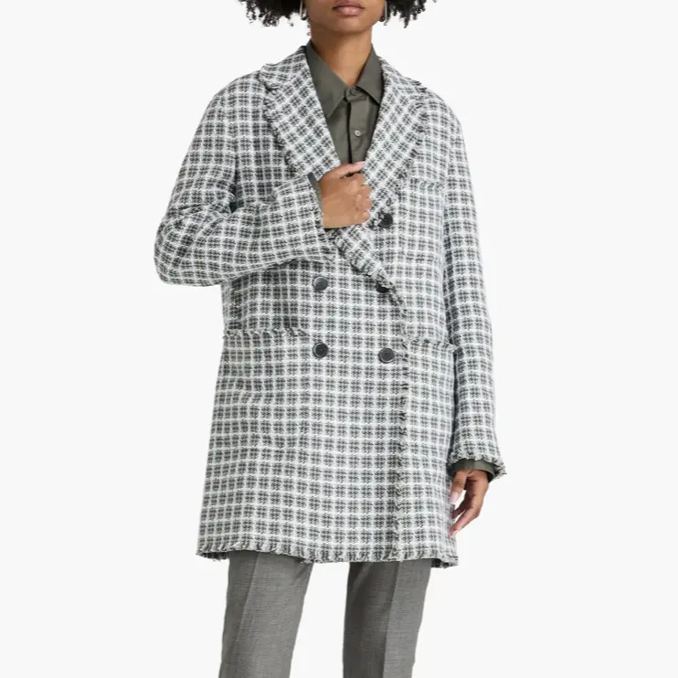 Thom Browne Frayed 格纹西装大衣