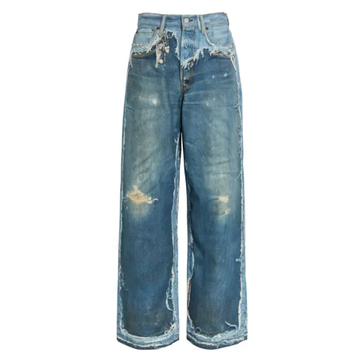 Acne Studios SS26拼接毛边设计牛仔裤