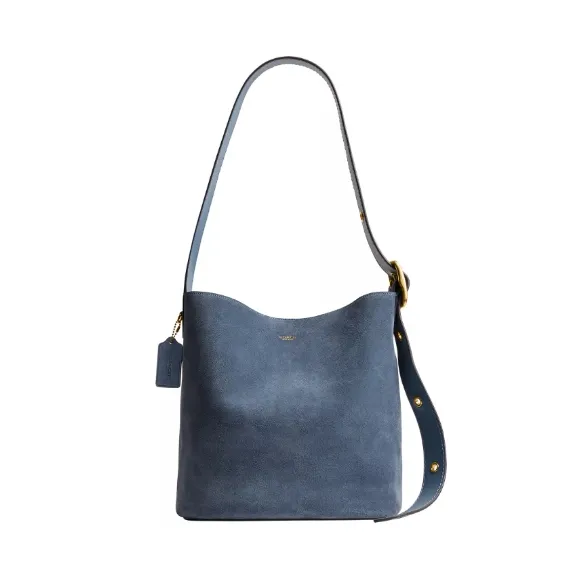 Coach 蔻驰 Bleecker 中号绒面牛仔蓝单肩包
