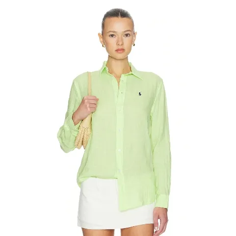 POLO RALPH LAUREN 拉夫劳伦青柠色亚麻衬衫