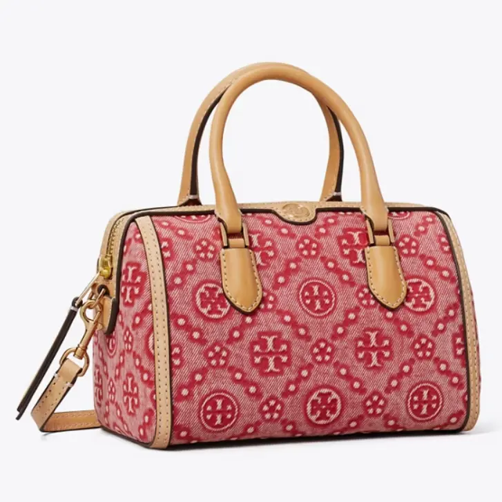 Tory Burch 汤丽柏琦 老花牛仔波士顿包 亮红色