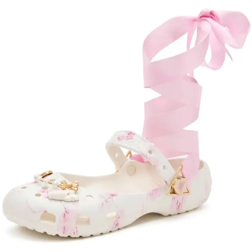 Crocs X LoveShackFancy 卡骆驰联名款绑带芭蕾平底鞋