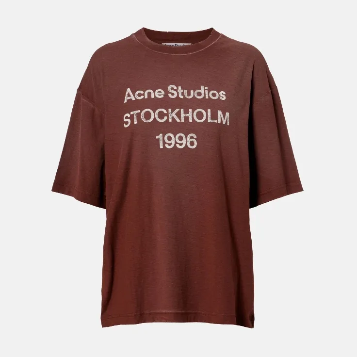 ACNE STUDIOS 1996字母徽标棕色短袖T恤