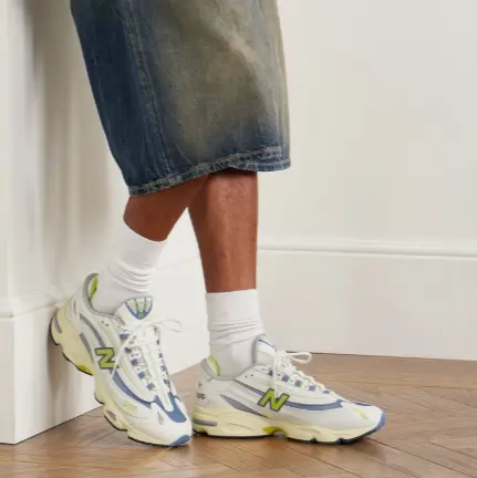 New Balance M1000 刺绣皮革拼接网眼运动鞋