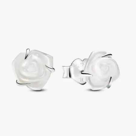 Pandora 潘多拉盛开白玫瑰耳钉
