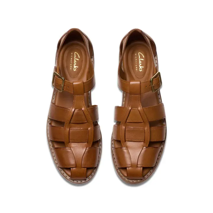 Clarks 棕色皮革款凉鞋