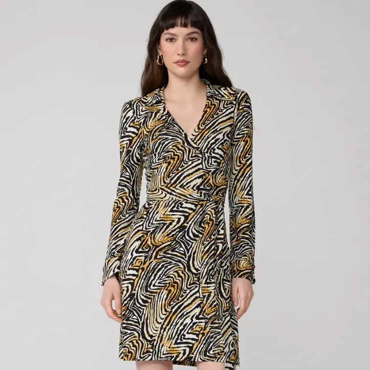 DVF Jeanne 迷你斑马纹裹身裙