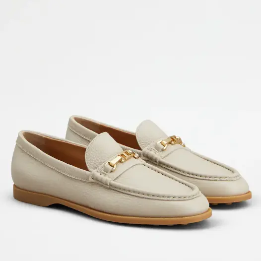 朱珠同款！Tod's 女士皮革乐福鞋 白色