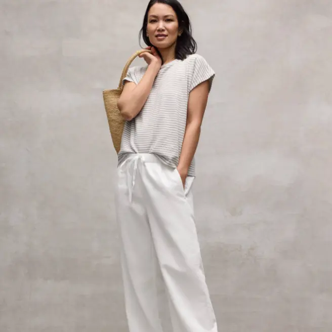 Eileen Fisher：美国老牌静奢女装，极简松弛风鼻祖！有机棉府绸衬衫$127