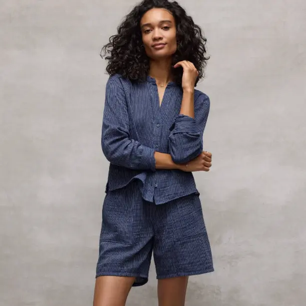 降价！Eileen Fisher：美国老牌静奢女装，极简松弛风鼻祖！有机棉府绸衬衫$95