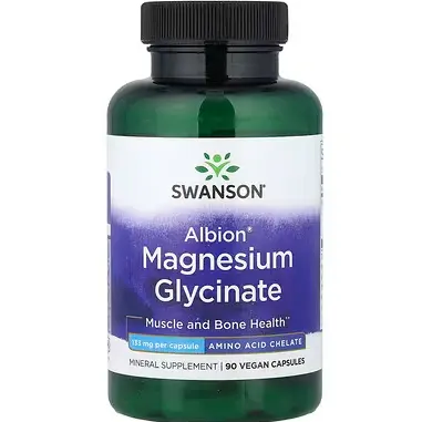 满享8折！Swanson Vitamins, Albion®，甘氨酸镁，133 毫克，90 粒Vegan胶囊