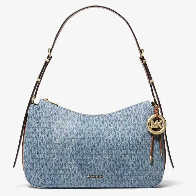 Michael Kors Nolita 中号老花牛仔单肩包
